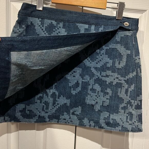 Rag & Bone Marina Textured Blue Indigo‎ Wrap Denim Mini Skirt Size 6 - Picture 7 of 13